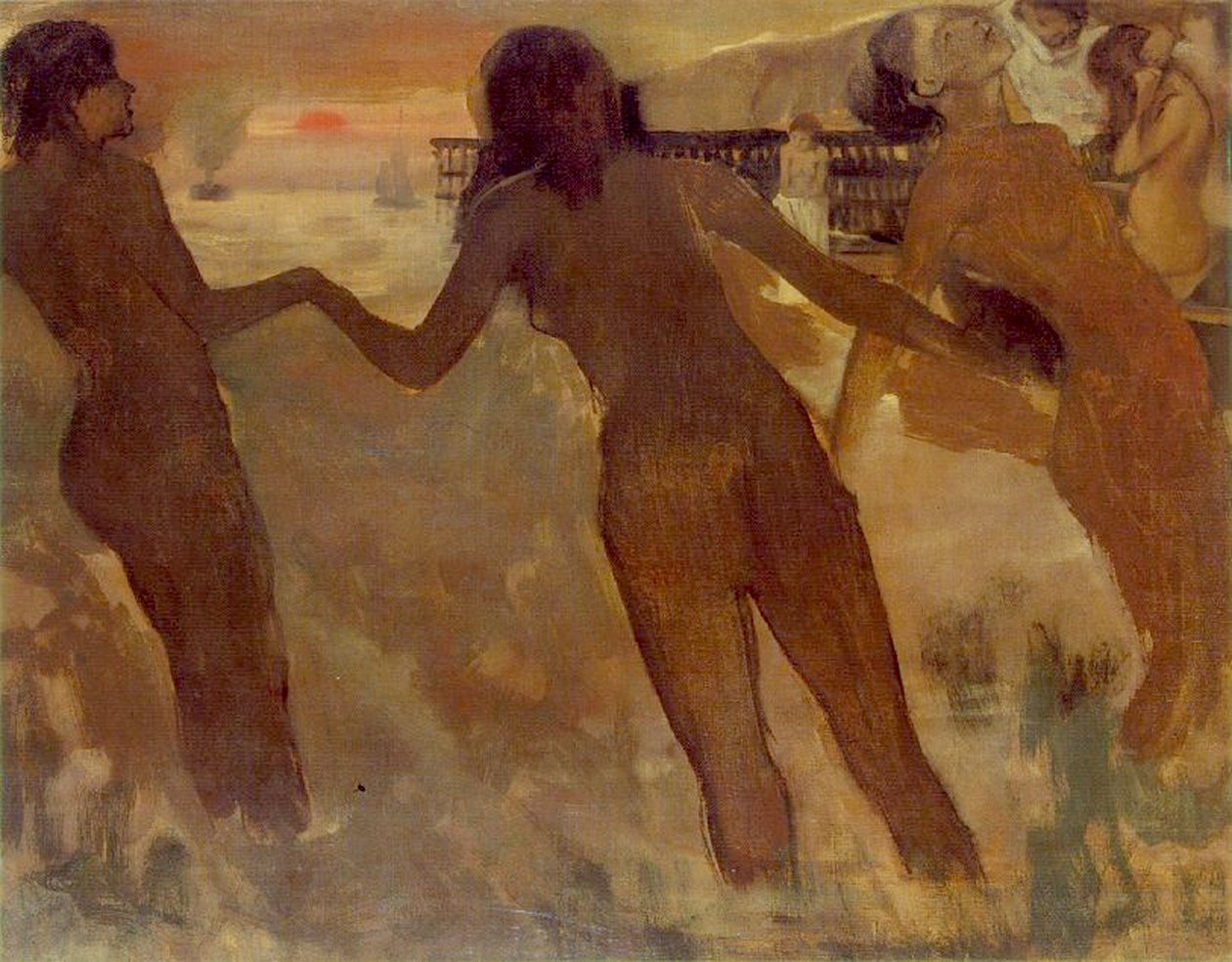 Koupání venkovských dívek za soumraku, 1875-76 od Edgar Degas