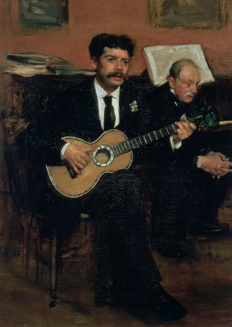 Portrét Lorenza Paganse (1838-83), španělského tenoristy, a Augusta Degase (1807-74), umělcova otce, asi 1871-72 od Edgar Degas
