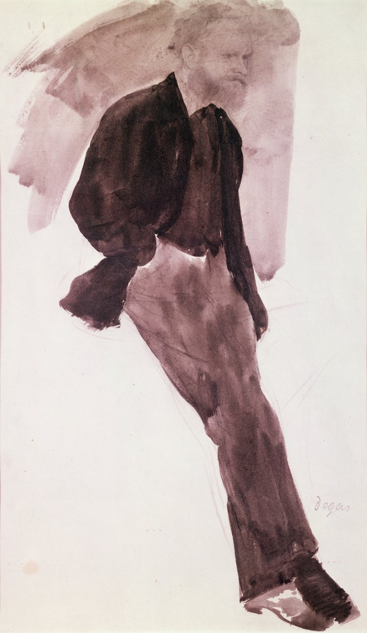 Portrét Maneta (šedá barva na papíře) od Edgar Degas