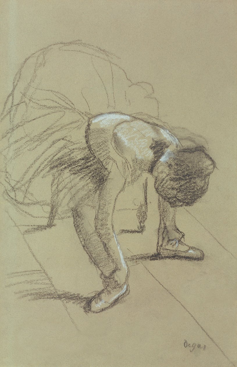 Sedící tanečnice upravuje boty, kolem roku 1890 (uhl a pastel na papíře) od Edgar Degas