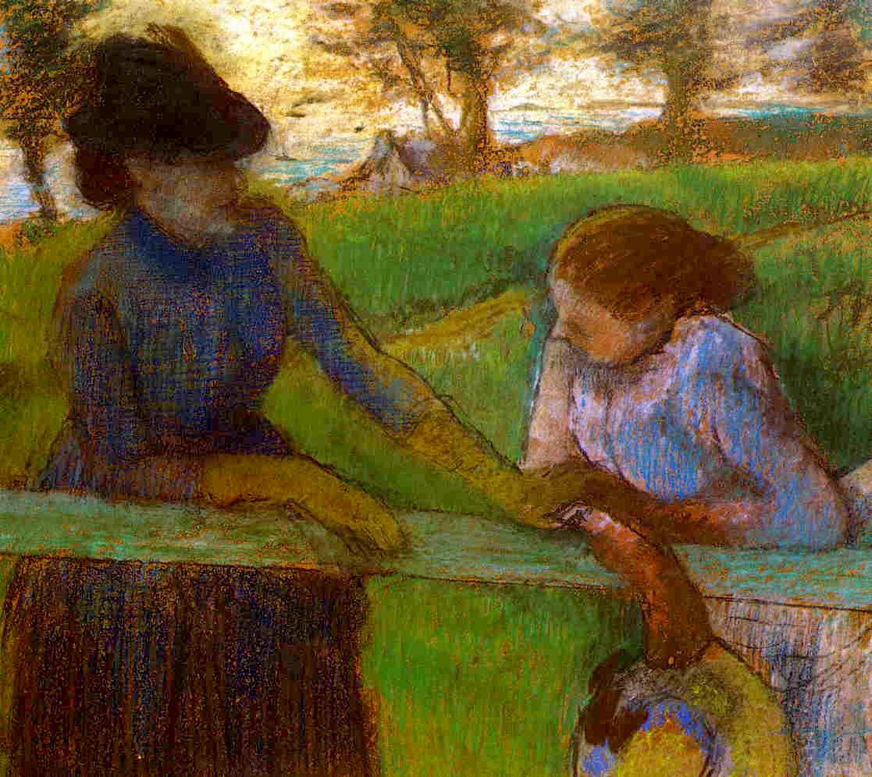 The Conversation, c.1889 (pastel na papíře) od Edgar Degas