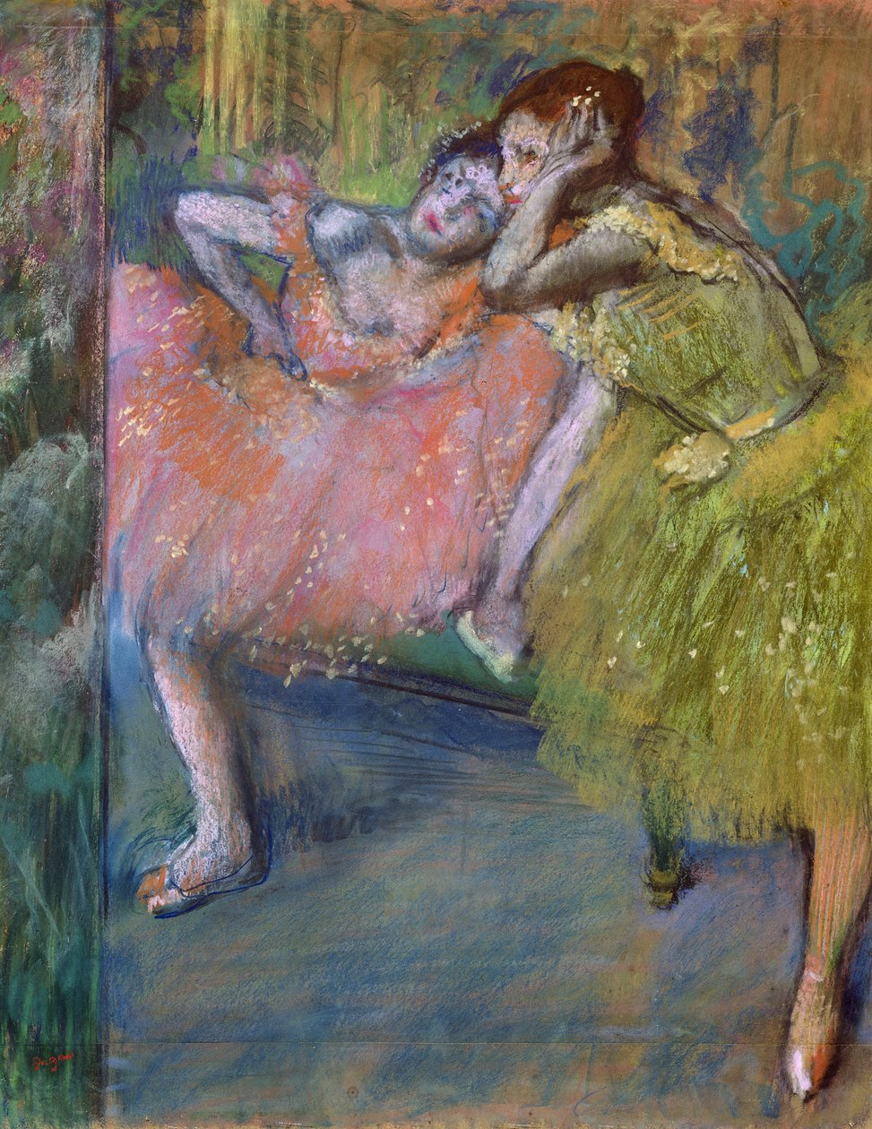 Dva tanečníci ve foyer, kolem roku 1901 (pastel) od Edgar Degas
