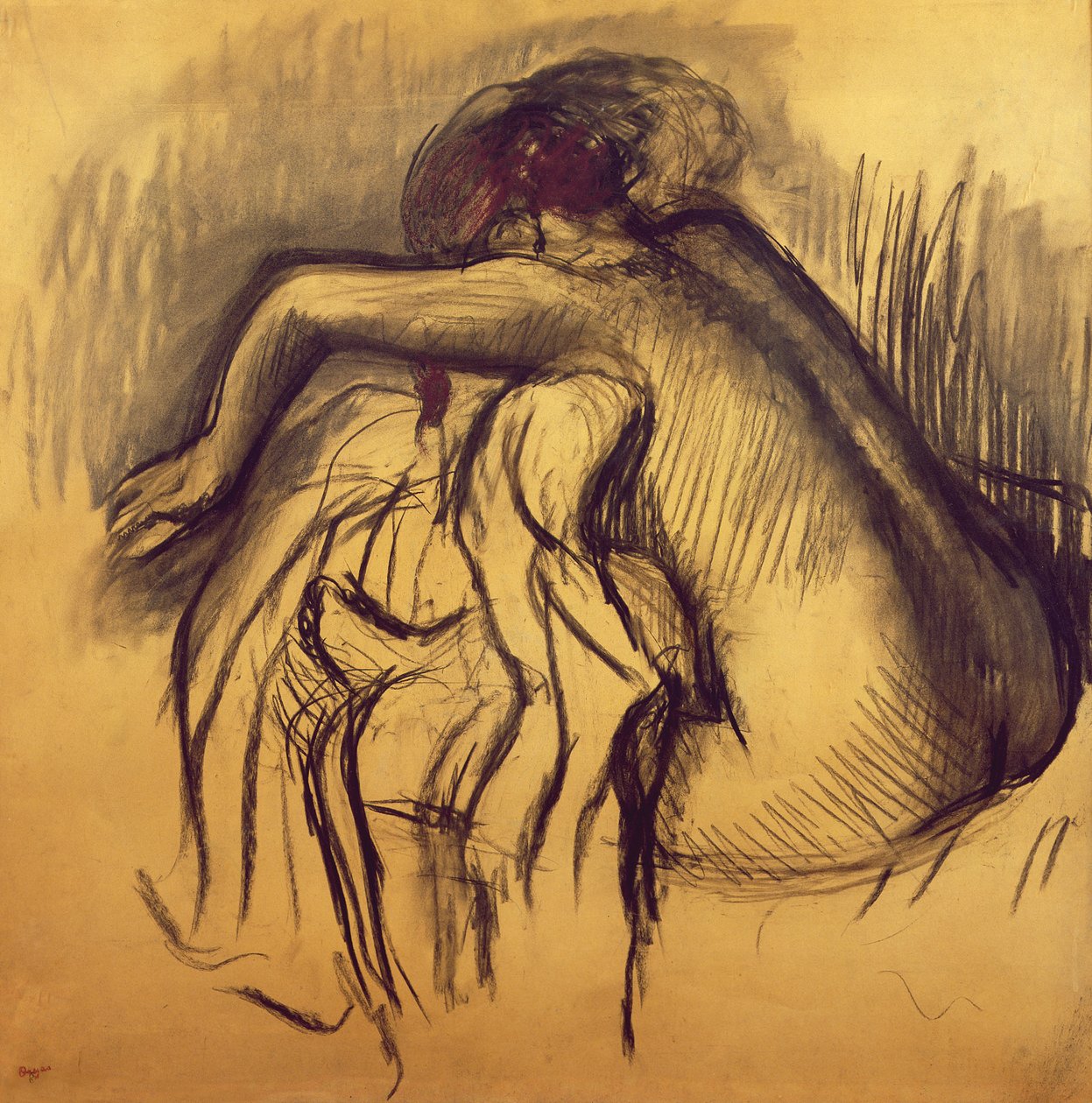 Woman Drying, cca 1893-98 (uhlí na papíře) od Edgar Degas