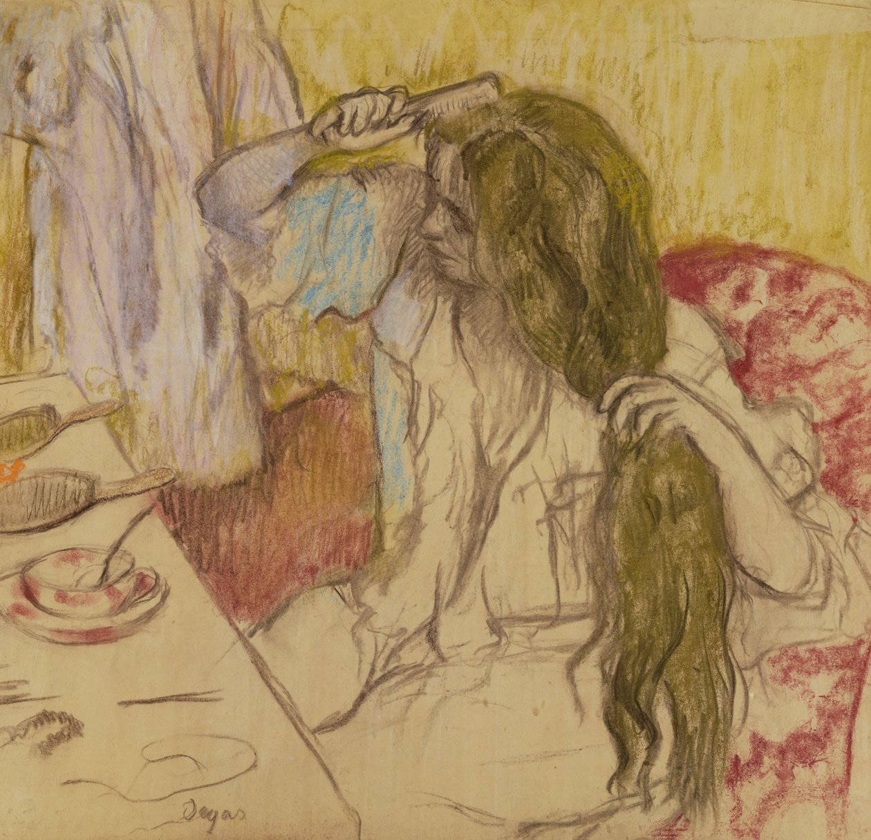 Žena na toaletě, kolem roku 1885 (pastel na kartonu) od Edgar Degas