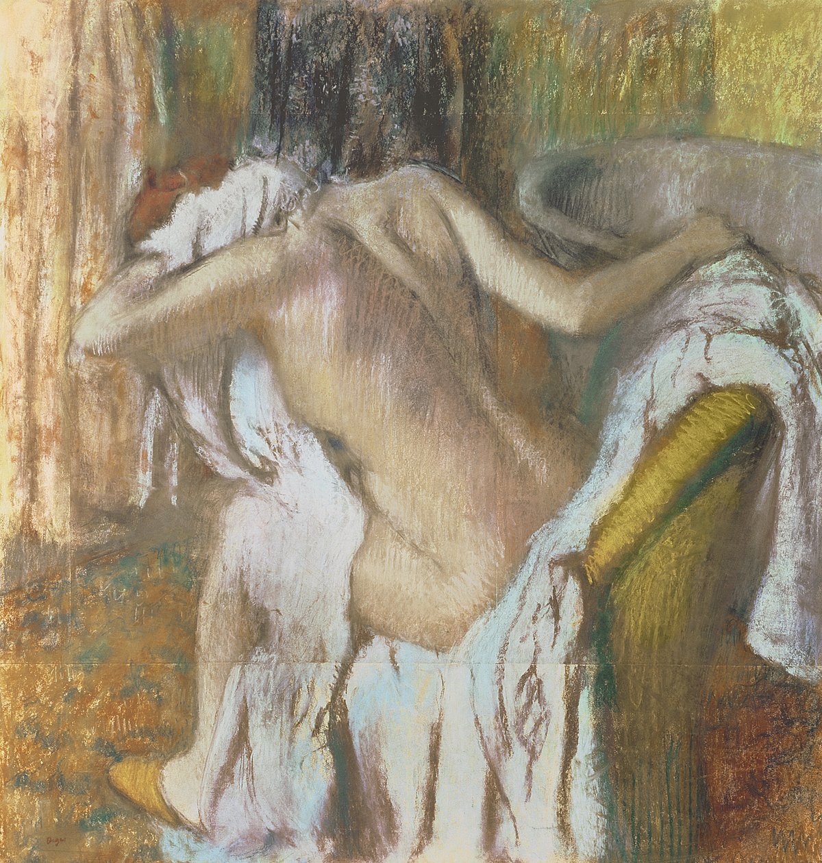 Žena se suší, kolem 1888-92 (pastel) od Edgar Degas