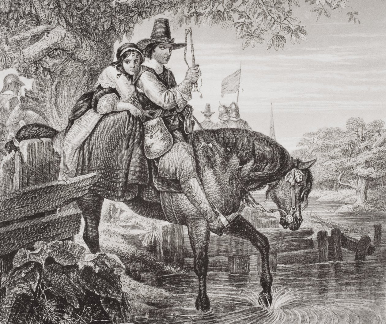Karel II (1630-85) v přestrojení, kterému při útěku pomáhala Jane Laneová po porážce v bitvě u Worcesteru v roce 1651, z „Ilustrací anglické a skotské historie“ Volume I od Edgar Melville Ward
