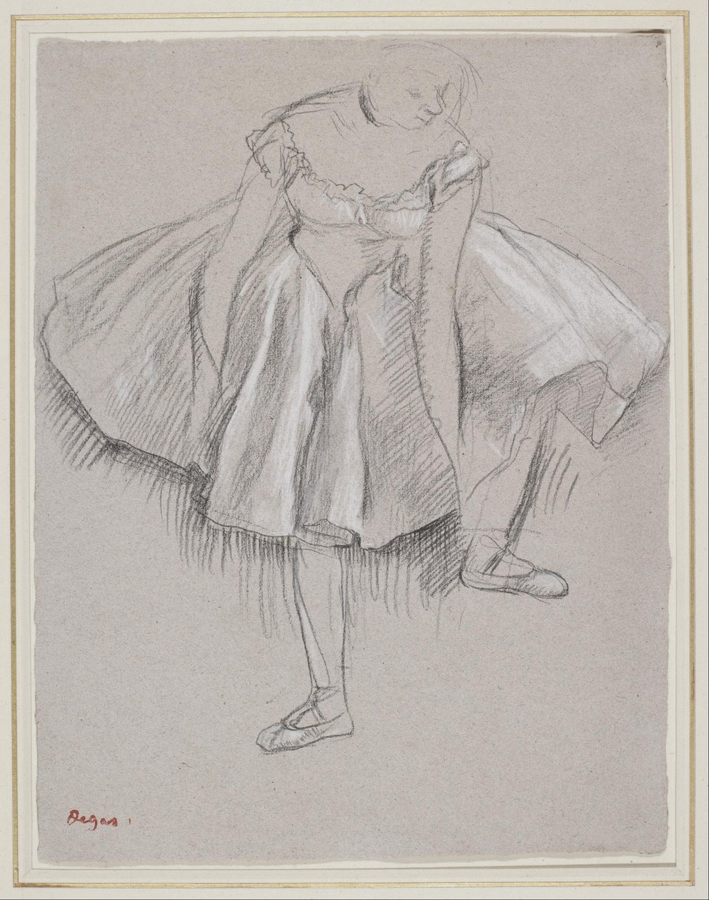 Tanečnice si upravuje pantofle od Edgar Degas