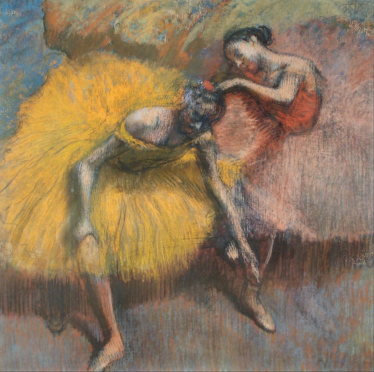Dva žlutí a růžoví tanečníci od Edgar Degas