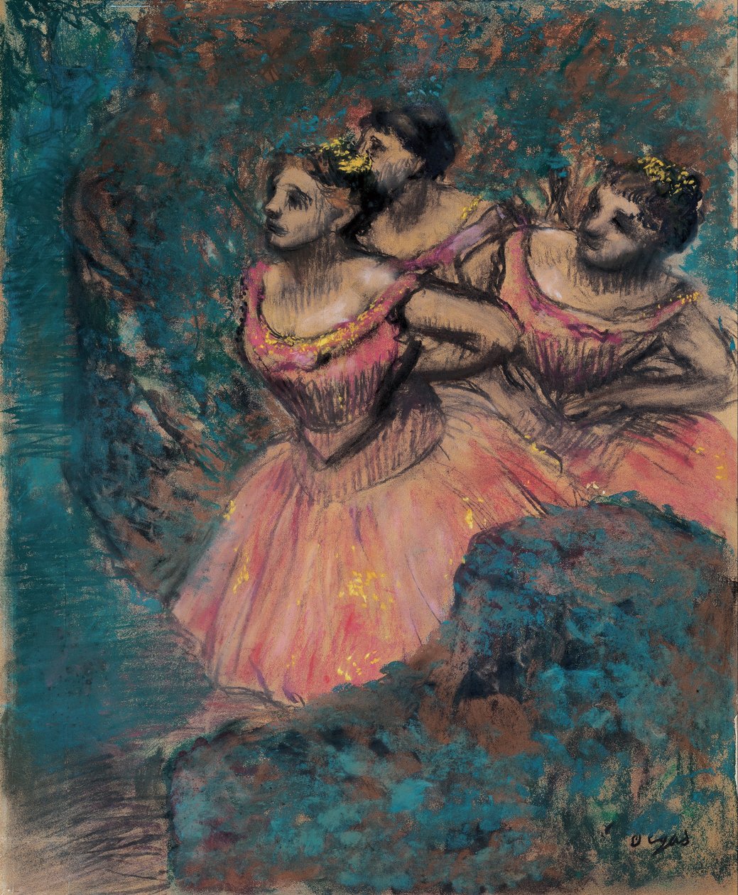 Tři tanečníci v červeném kostýmu od Edgar Degas