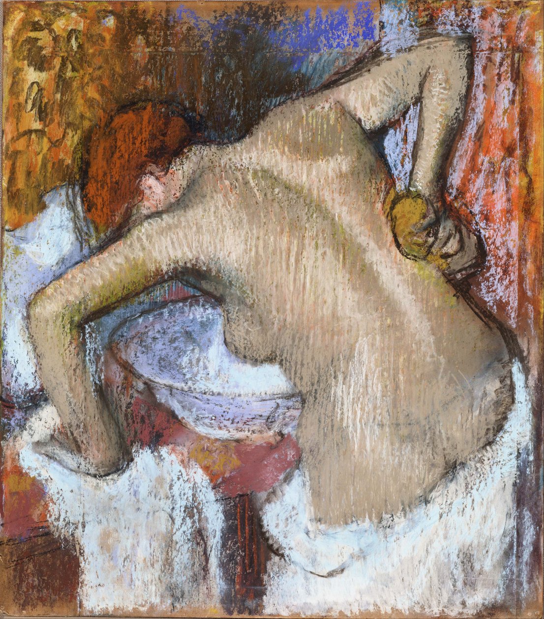 Žena houby její záda od Edgar Degas