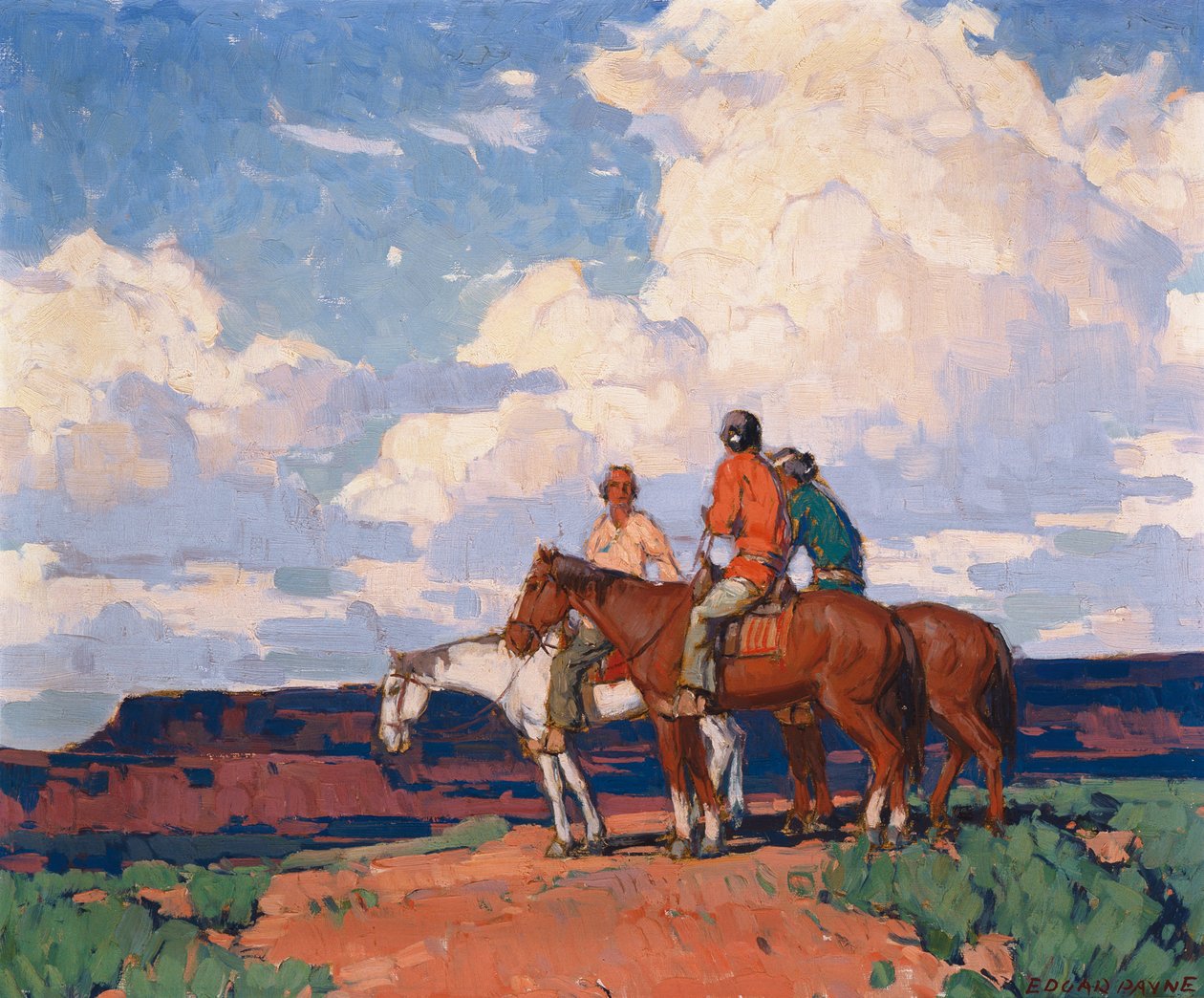 Jezdci na koni (olej na plátně) od Edgar Alwin Payne