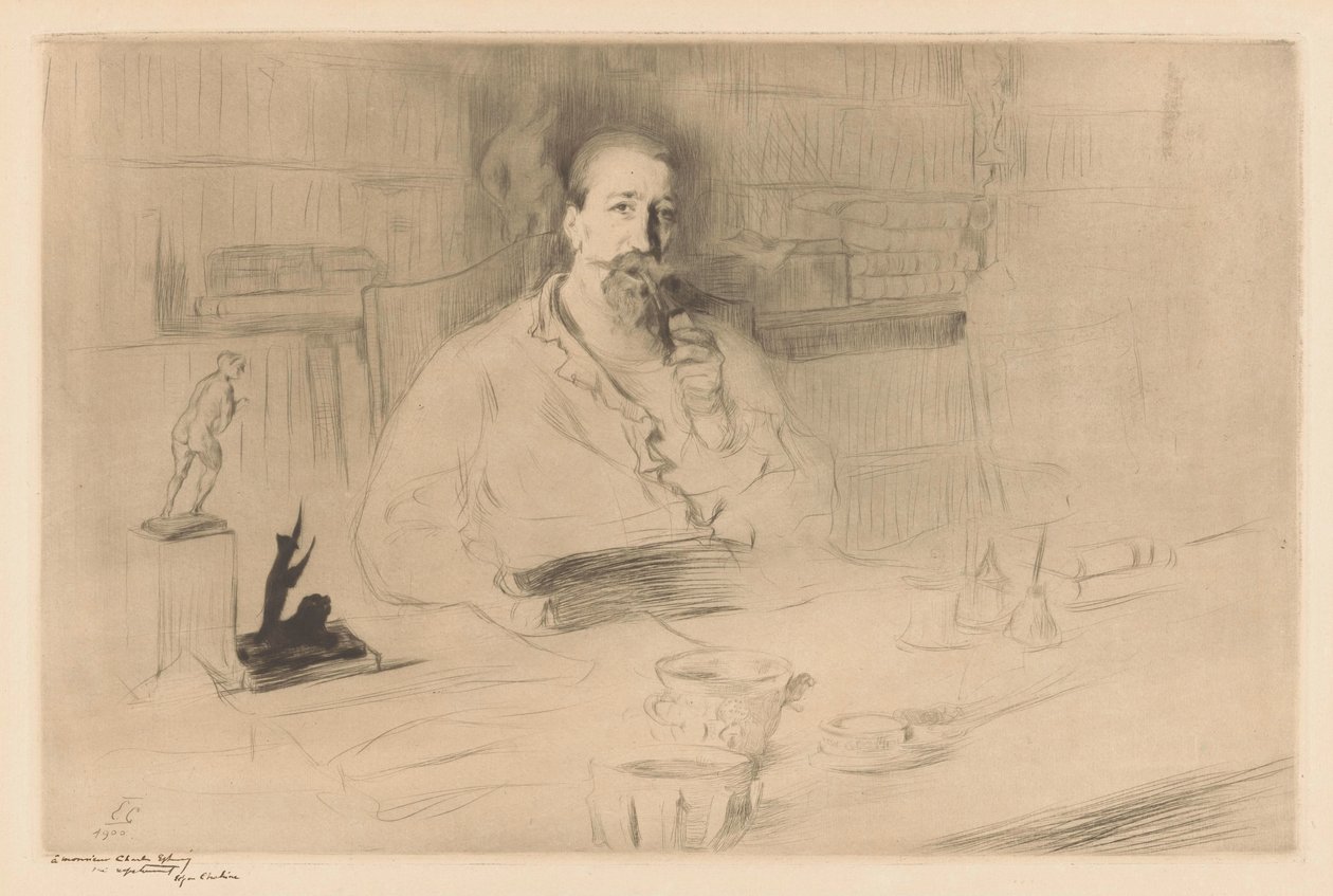 Portrét Anatole France za jeho stolem od Edgar Chahine (signed by artist)