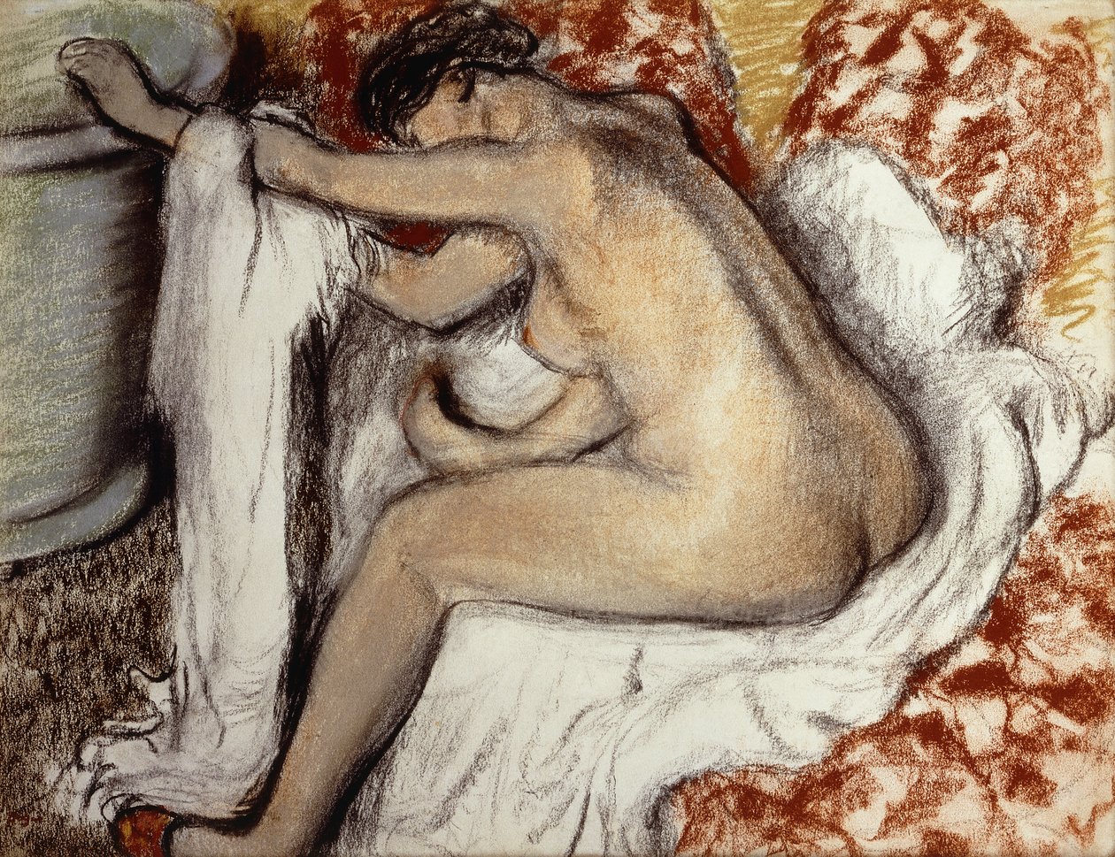 Po koupeli, Žena Sušení; Apres le Bain, Femme S"Essuyant, kolem roku 1884 od Edgar Degas