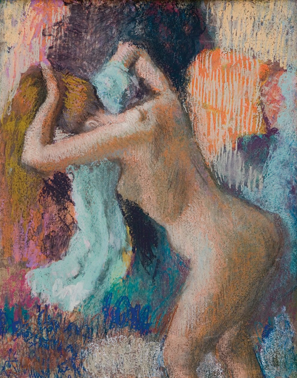 Po koupeli se žena suší; Apres le bain, femme s"essuyant, cca 1890-1895 od Edgar Degas
