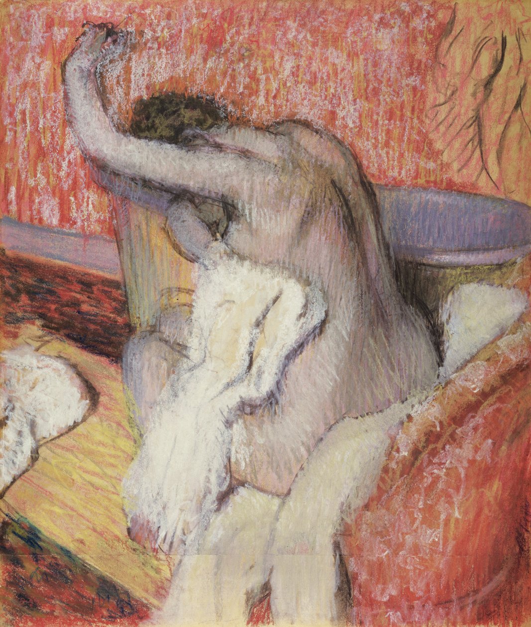 Po koupeli se žena suší, kolem 1889-90 (pastel) od Edgar Degas