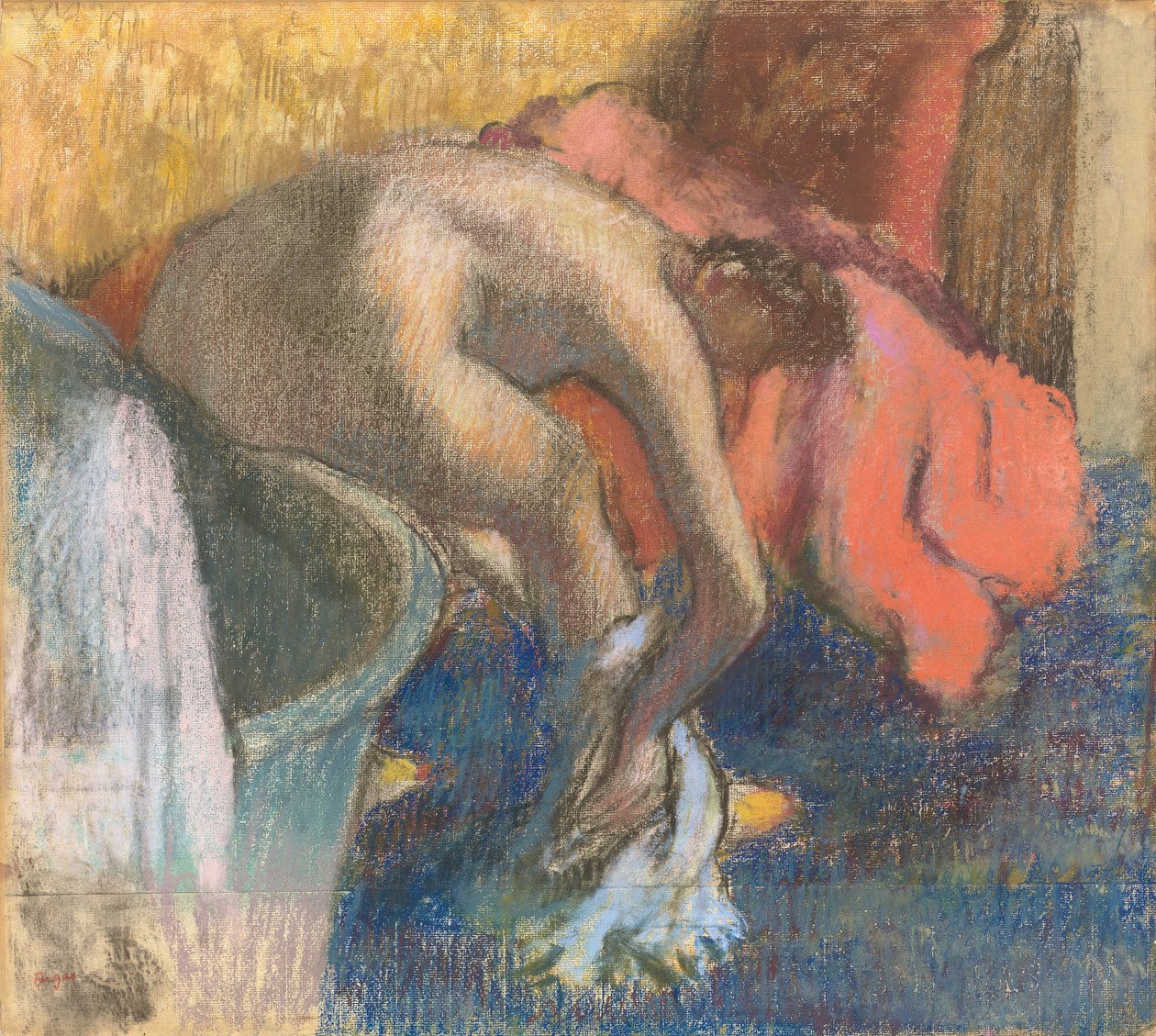 Po koupeli si žena suší nohu od Edgar Degas