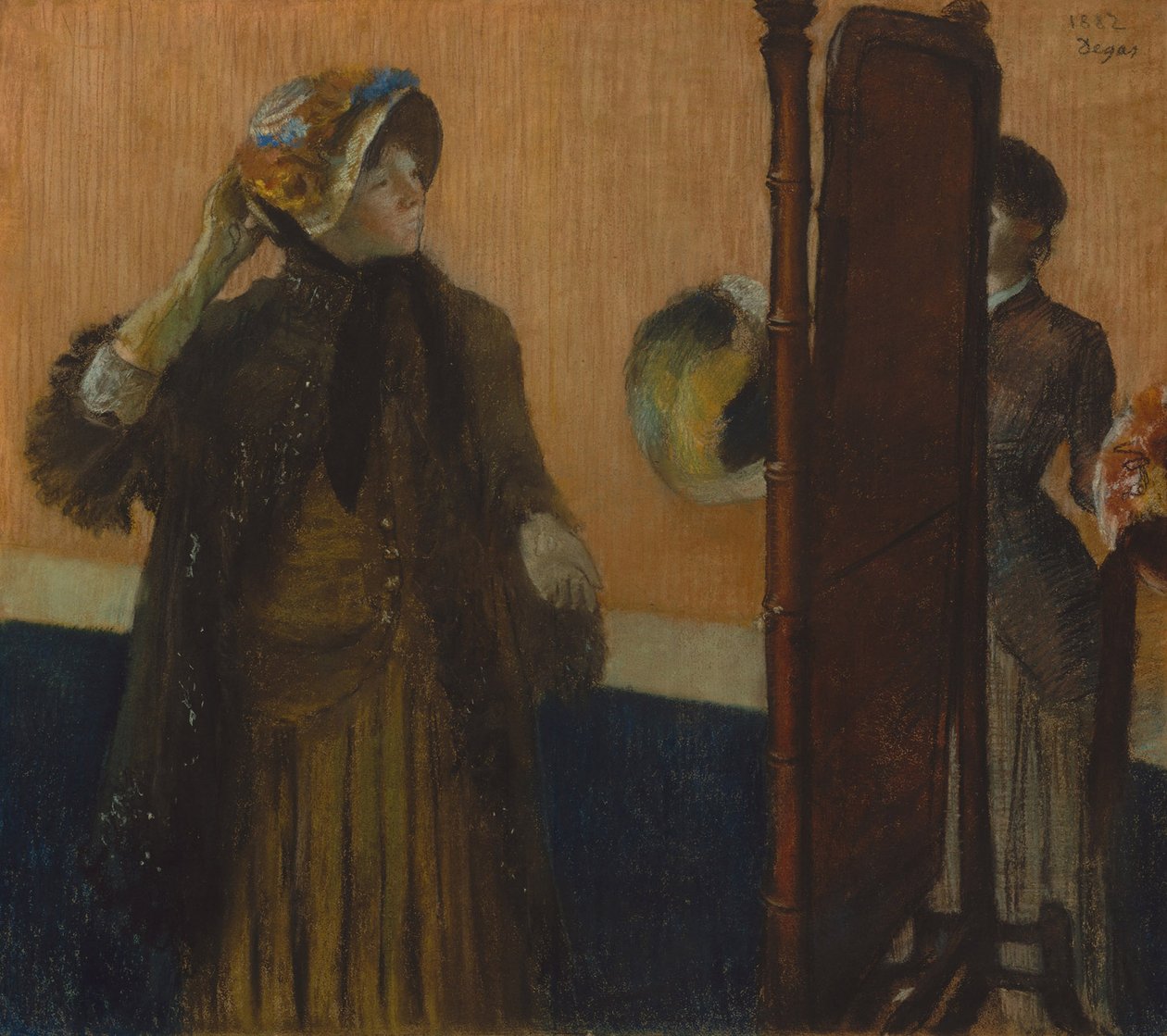 U Milliners, 1882 (Pastel na světle šedém tkaném papíře položeném na hedvábí) od Edgar Degas