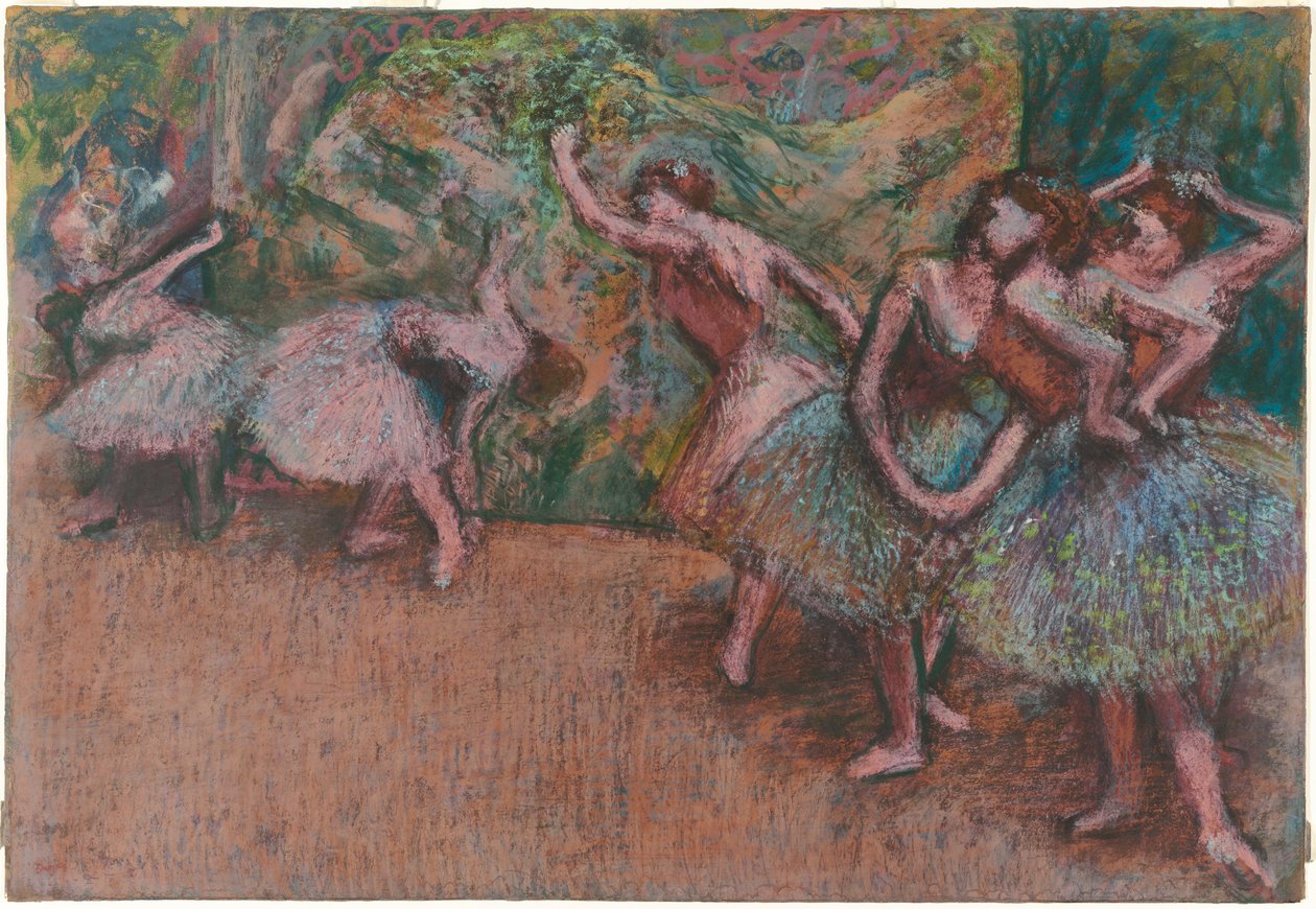 Baletní scéna, cca 1907 (pastel na nazelenalém průhledném pauzovacím papíru) od Edgar Degas