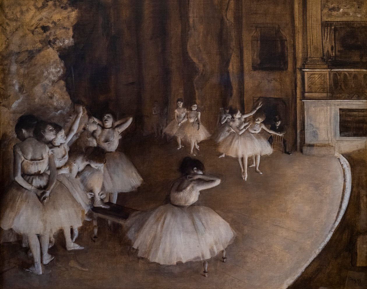 Opakování baletu na jevišti. 1874. Olej na plátně. od Edgar Degas