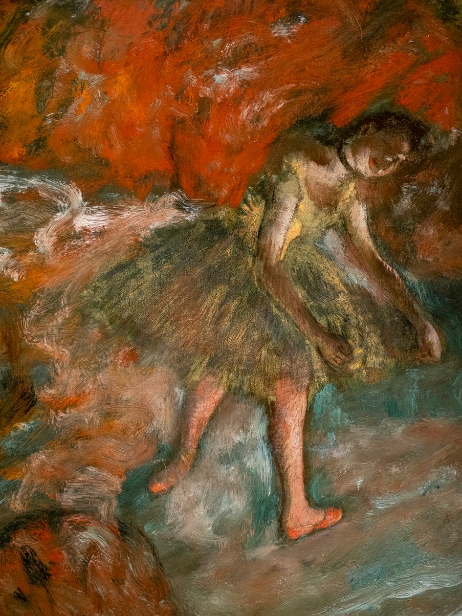 Baletní scéna (detail). Kolem 1890. Olej na papíře, lamino na desce. od Edgar Degas