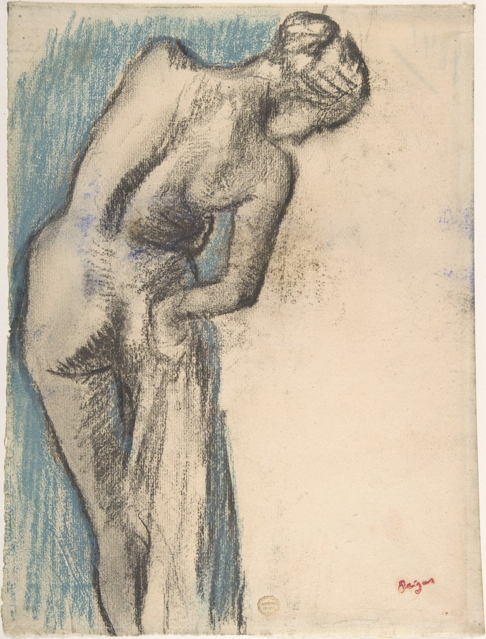 Koupající se žena, která se utírá od Edgar Degas
