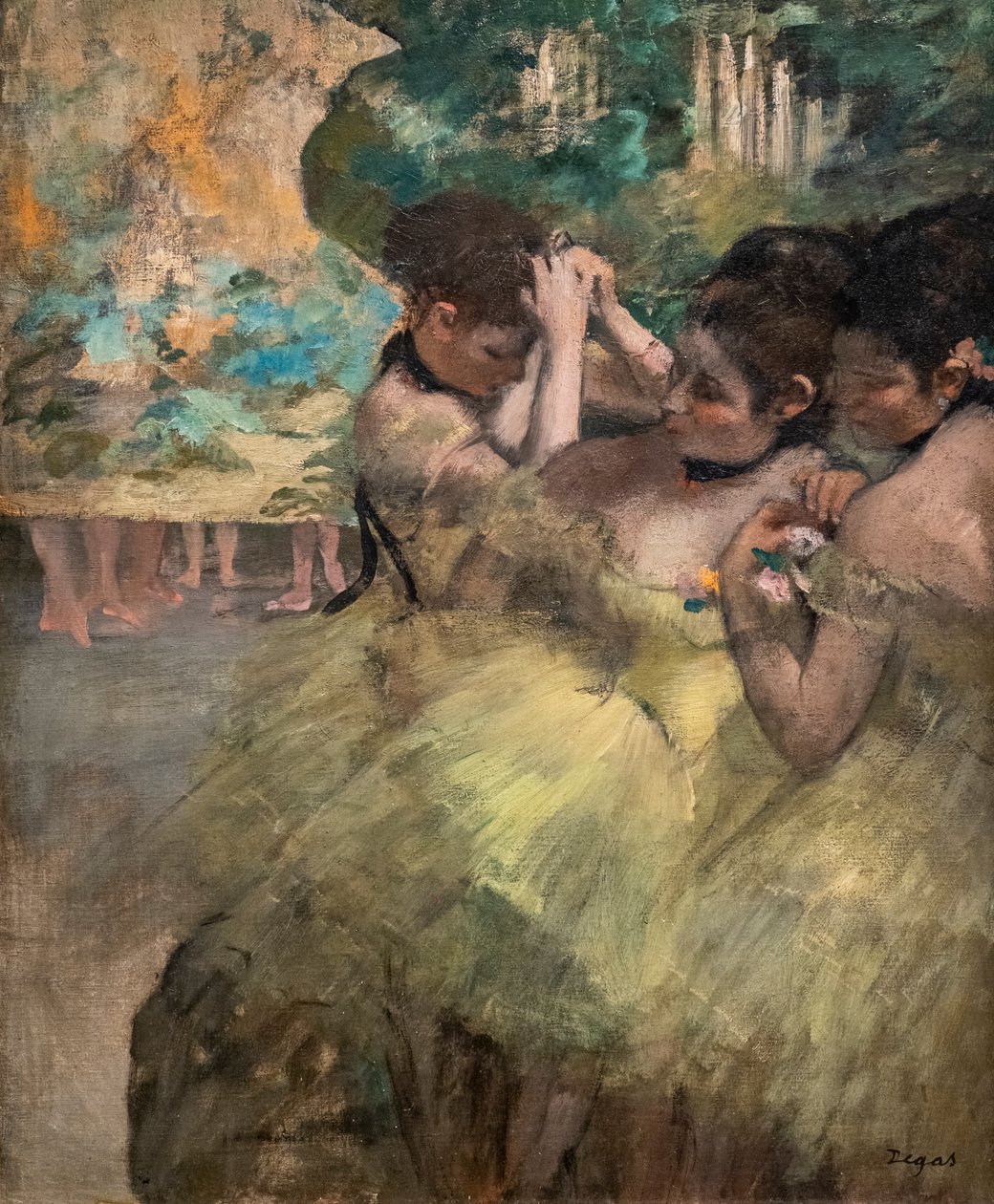 V zákulisí (také známé jako „žlutí tanečnice“). 1874-1876. Olej na plátně. od Edgar Degas