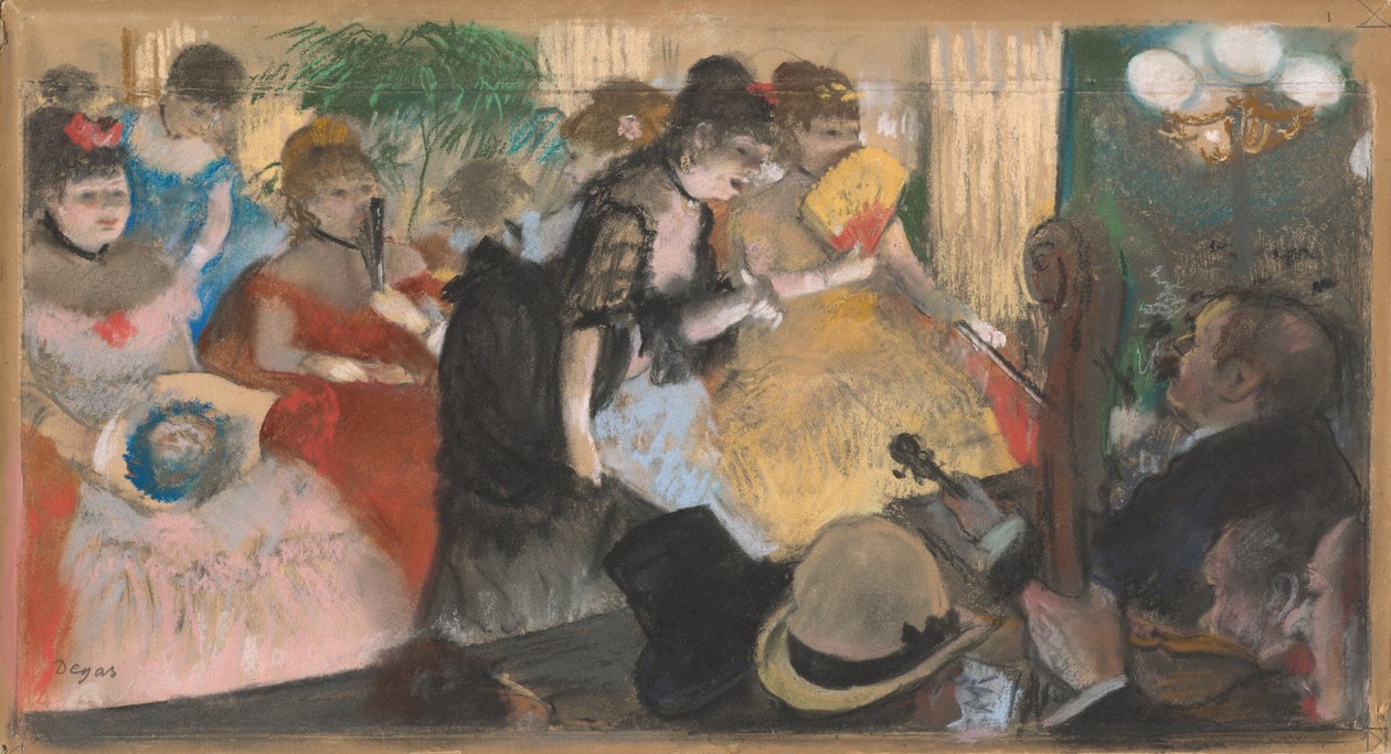 Cafe-Concert (kabaret), kolem 1876-77 (pastel přes monotyp na papíře a kartonu) od Edgar Degas
