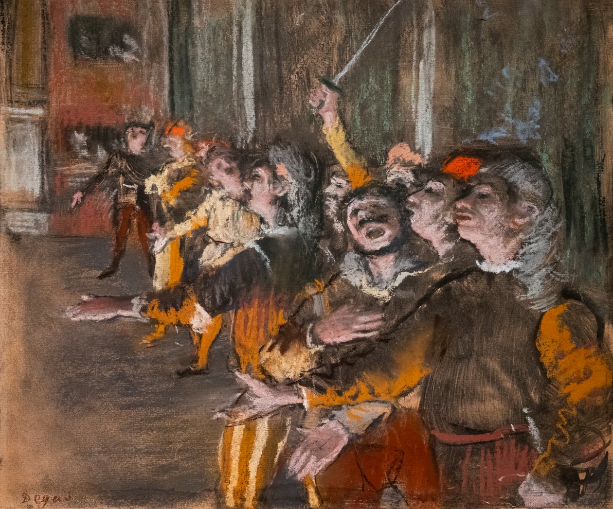 Choristé (také známí jako „The Exponents“). 1877. Pastel na monotypii. od Edgar Degas