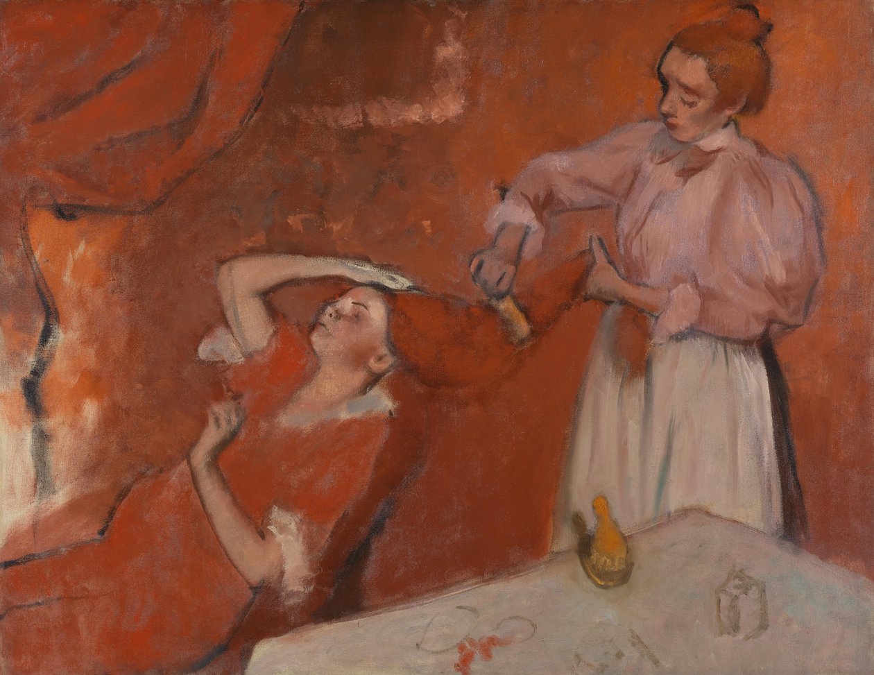 Česání vlasů (La Coiffure), kolem roku 1896 (olej na plátně) od Edgar Degas