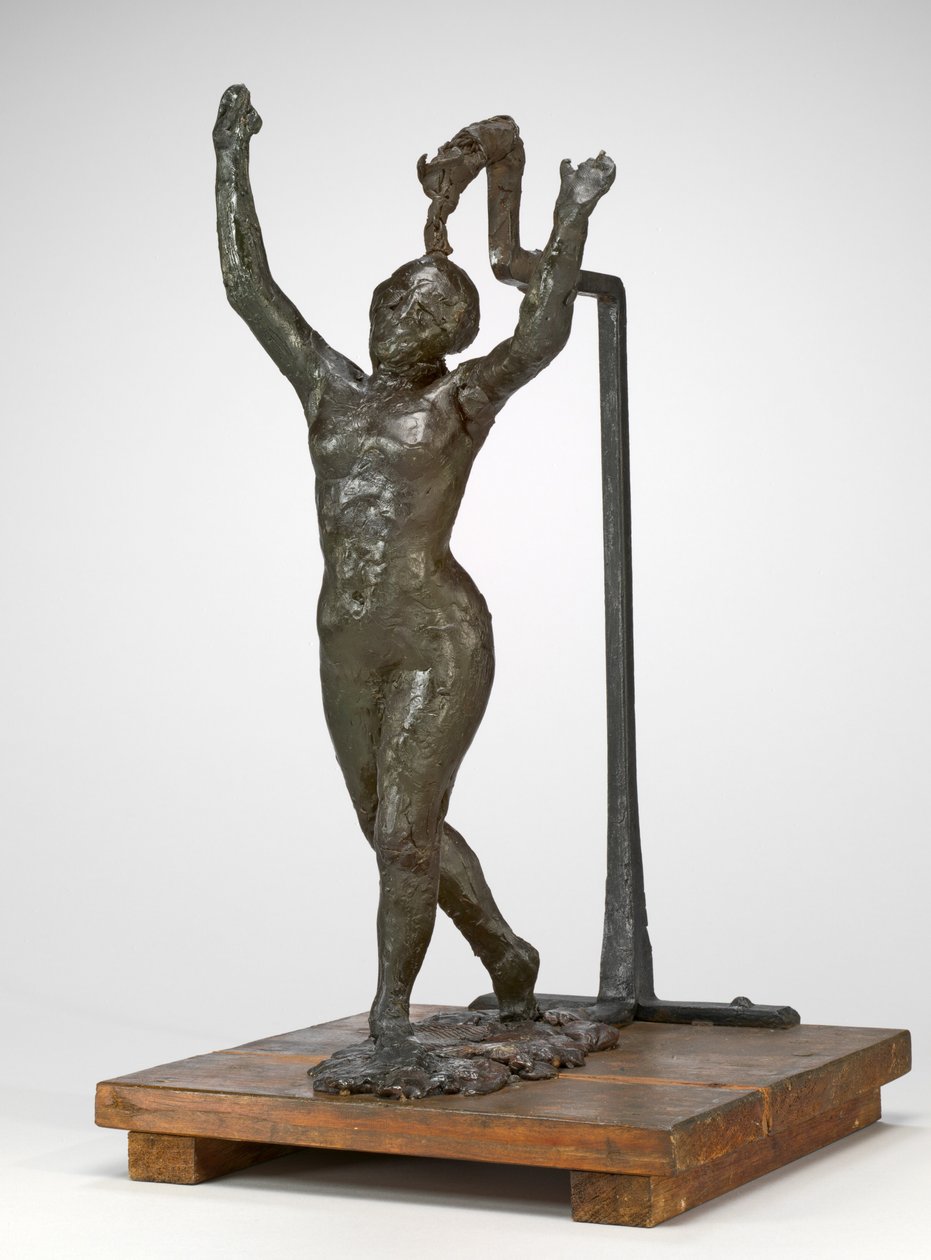 Tanečník se pohybuje vpřed, paže zvednuté, c. 18851890. od Edgar Degas