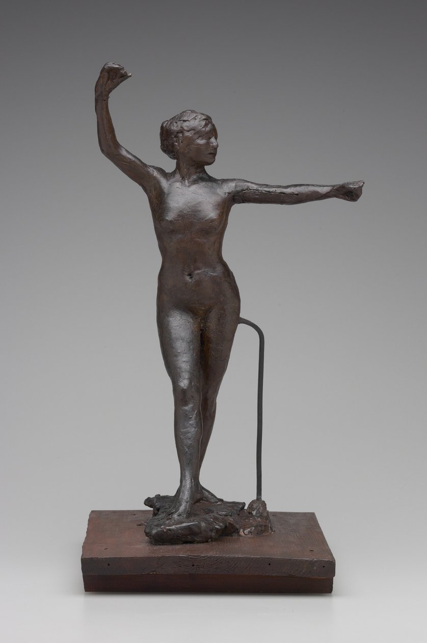 Tanečnice připravená tančit s pravou nohou vpřed, 1882-95 (vosk a kombinovaná technika) od Edgar Degas