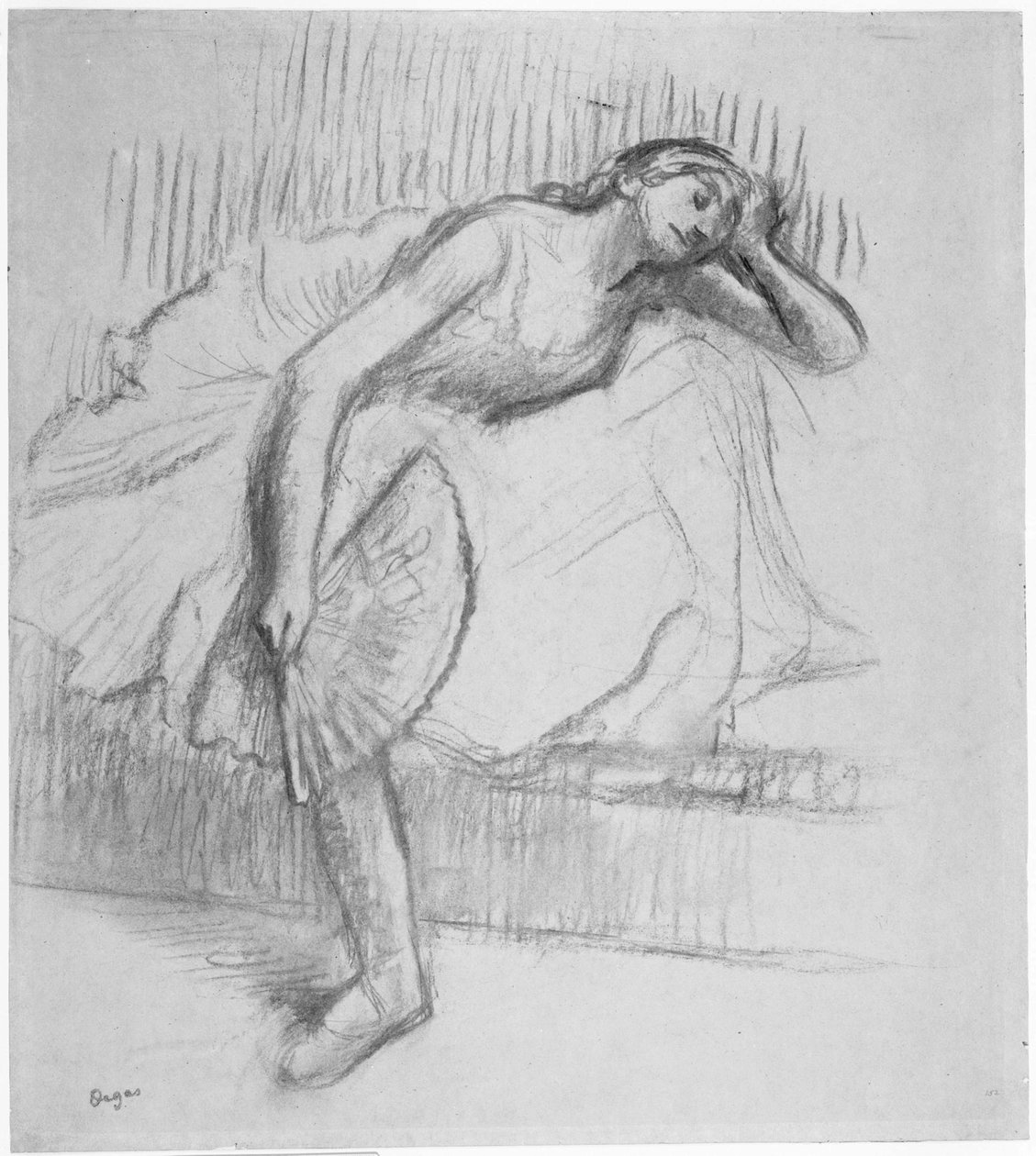 Tanečník odpočívá s ventilátorem od Edgar Degas