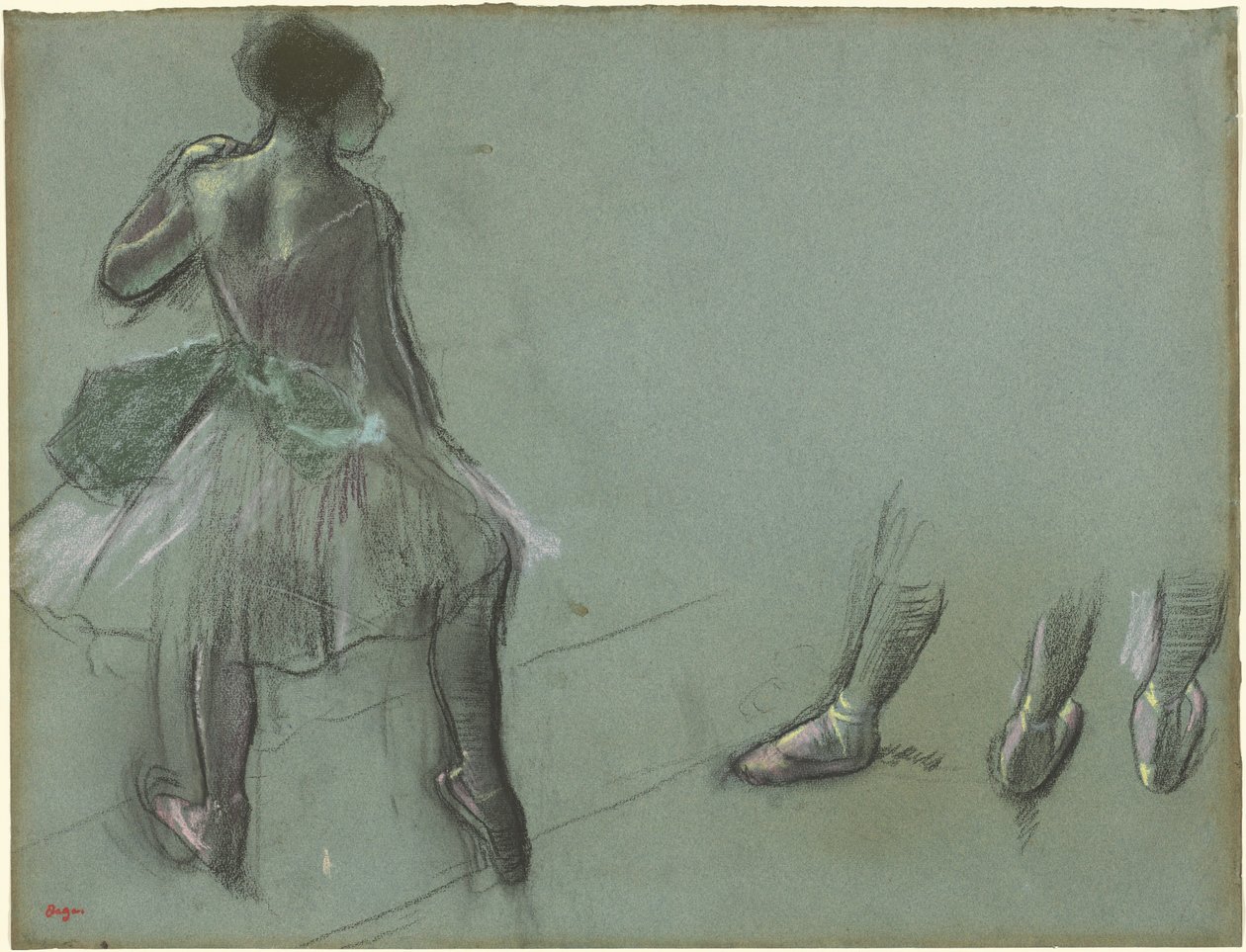 Tanečník viděný zezadu a tři studie nohou od Edgar Degas