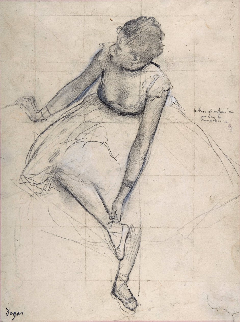 Tanečnice upravující její botu (balerína). Kresba Edgara Degase (1834-1917) New York City. Metropolitní muzeum umění. od Edgar Degas