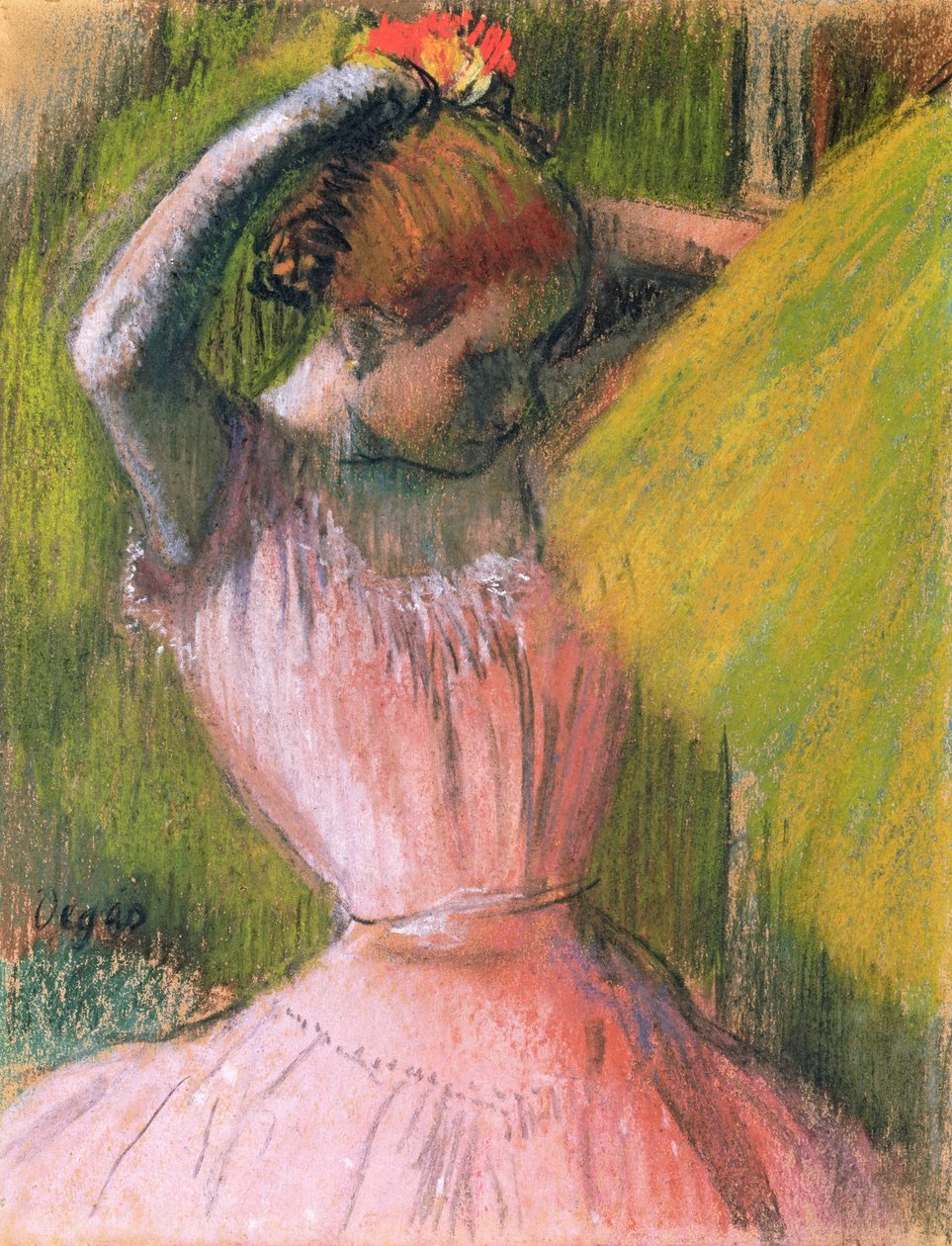 Tanečnice aranžující si vlasy, kolem 1900-12 od Edgar Degas