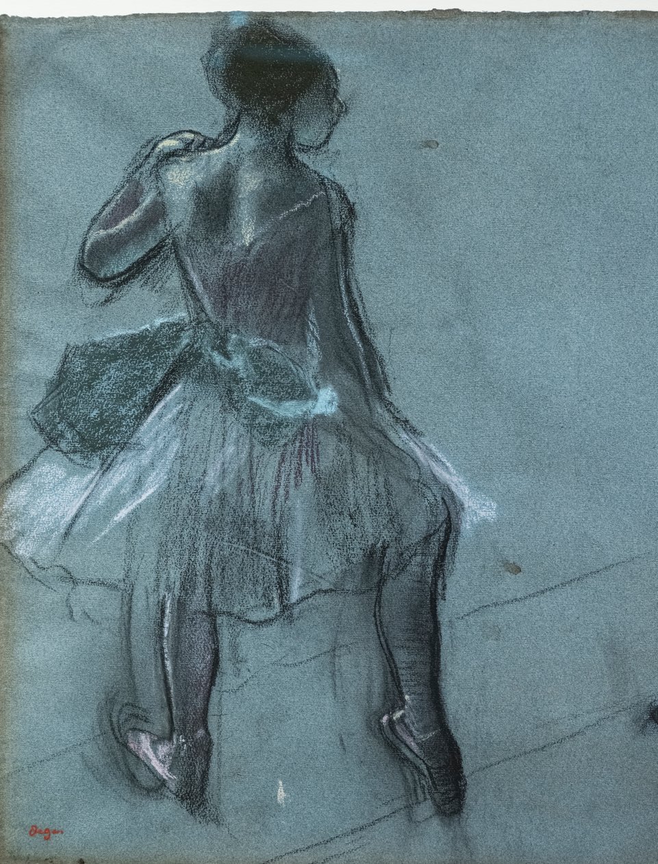 Tanečník ze studií zad a tří nohou (detail). Kolem 1878. Uhel a pastel na papíře od Edgar Degas