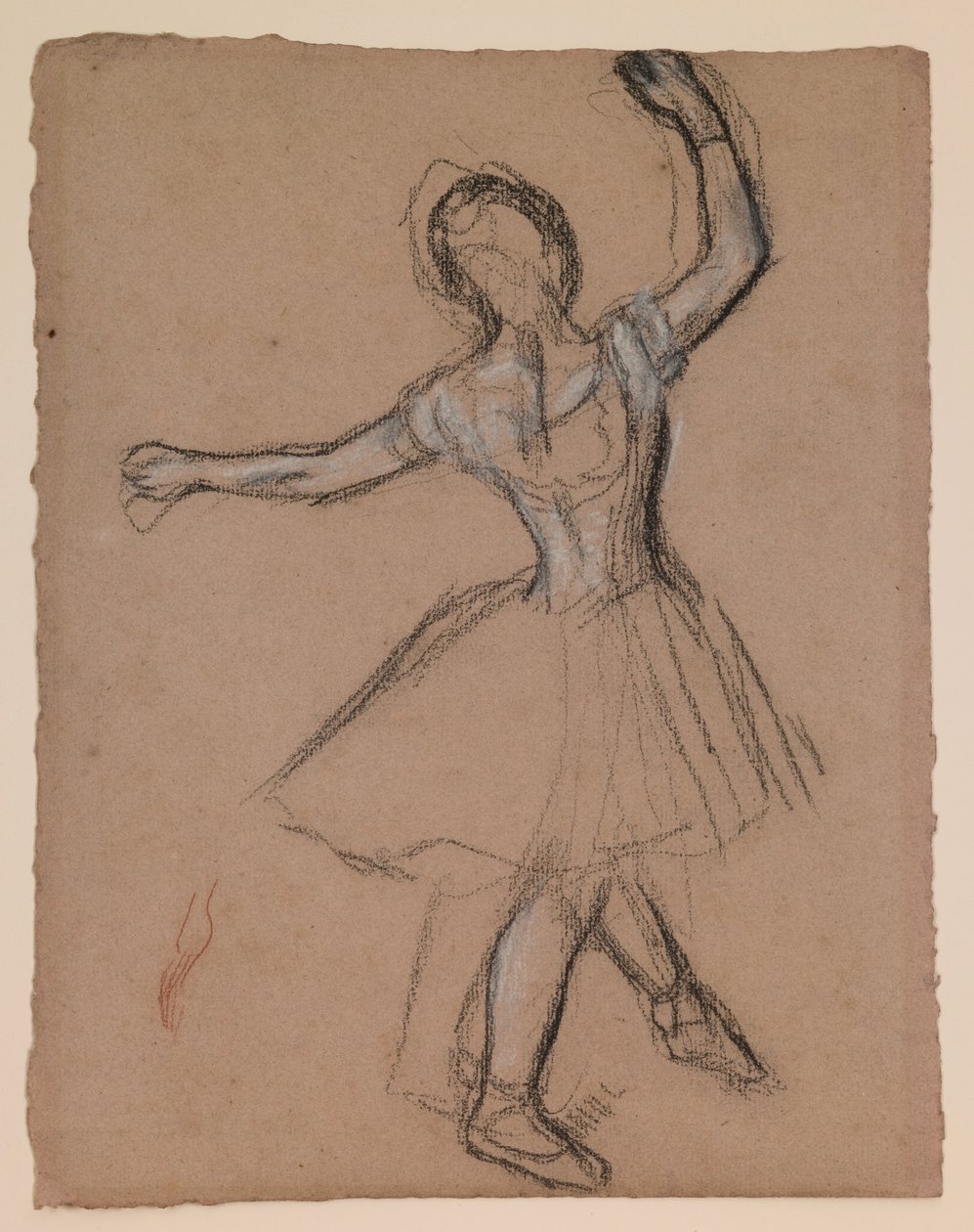 Tanečnice na jevišti a v pohybu, cca 1880-85 (bílá, černá a červená křída) od Edgar Degas