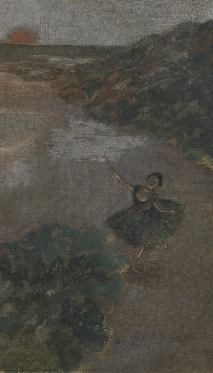 Tanečnice na jevišti, kolem roku 1879 (kvaš na hedvábí) od Edgar Degas