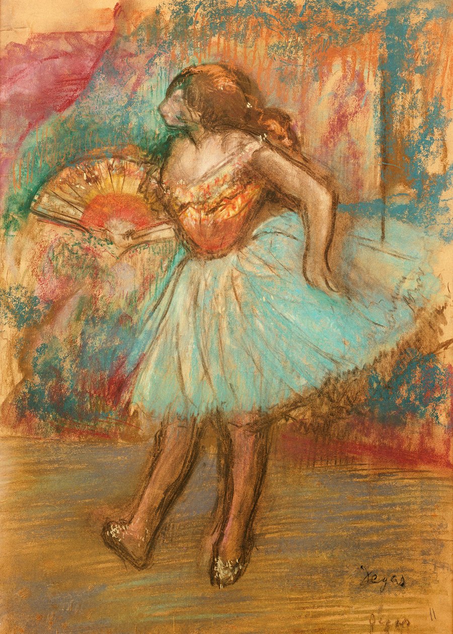 Tanečnice s vějířem, kolem 1895-1900 od Edgar Degas