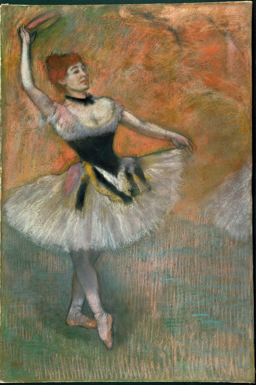 Tanečnice s tamburínou (pastel na papíře) od Edgar Degas