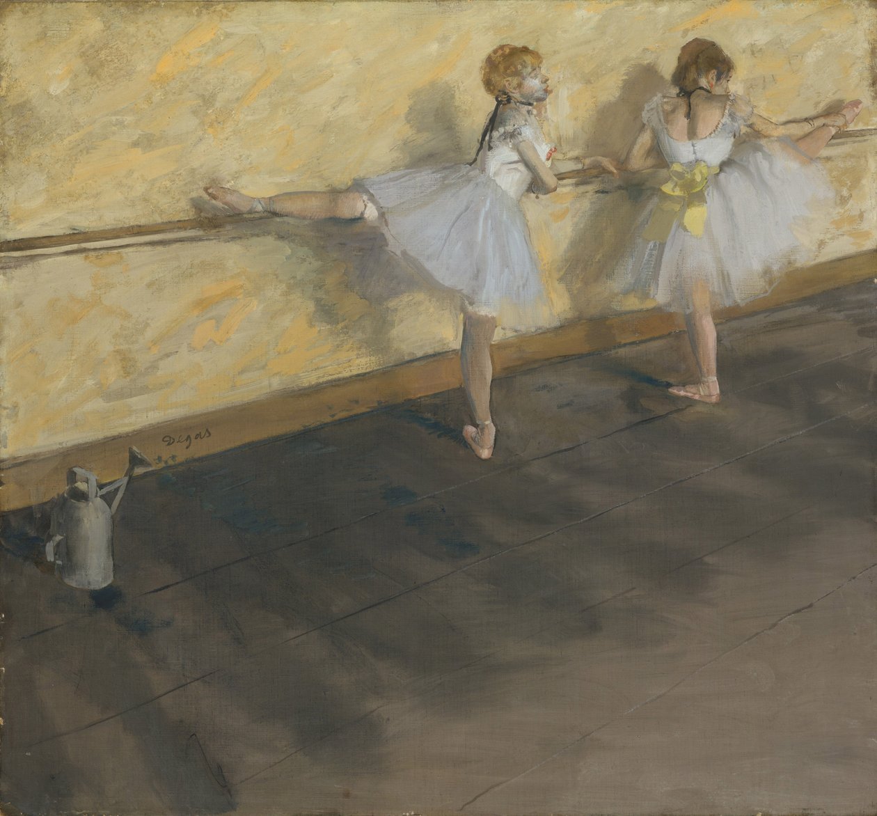 Tanečníci praktikující u Barre, 1877 (kombinovaná média na plátně) od Edgar Degas