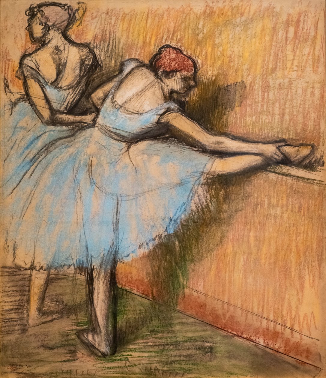 Tanečníci u kormidla. Kolem 1900. Uhel a pastel na pauzovacím papíře lepidlo v plném rozsahu na kartonu. od Edgar Degas