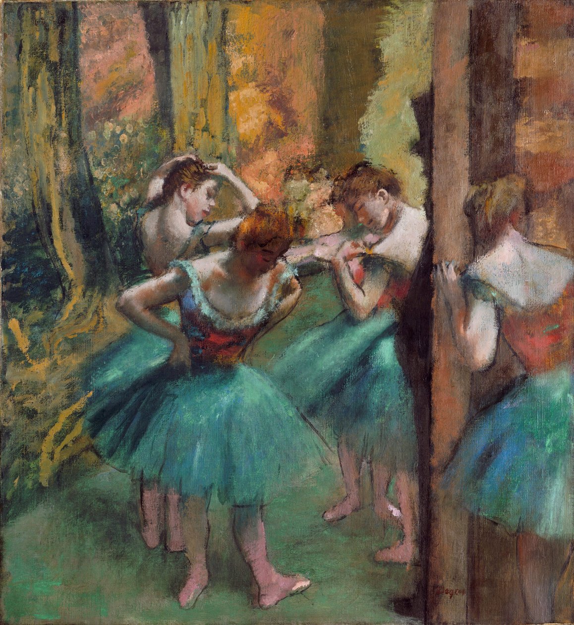Tanečníci v růžové a zelené (Dancers, Pink and Green) (olej na plátně) od Edgar Degas