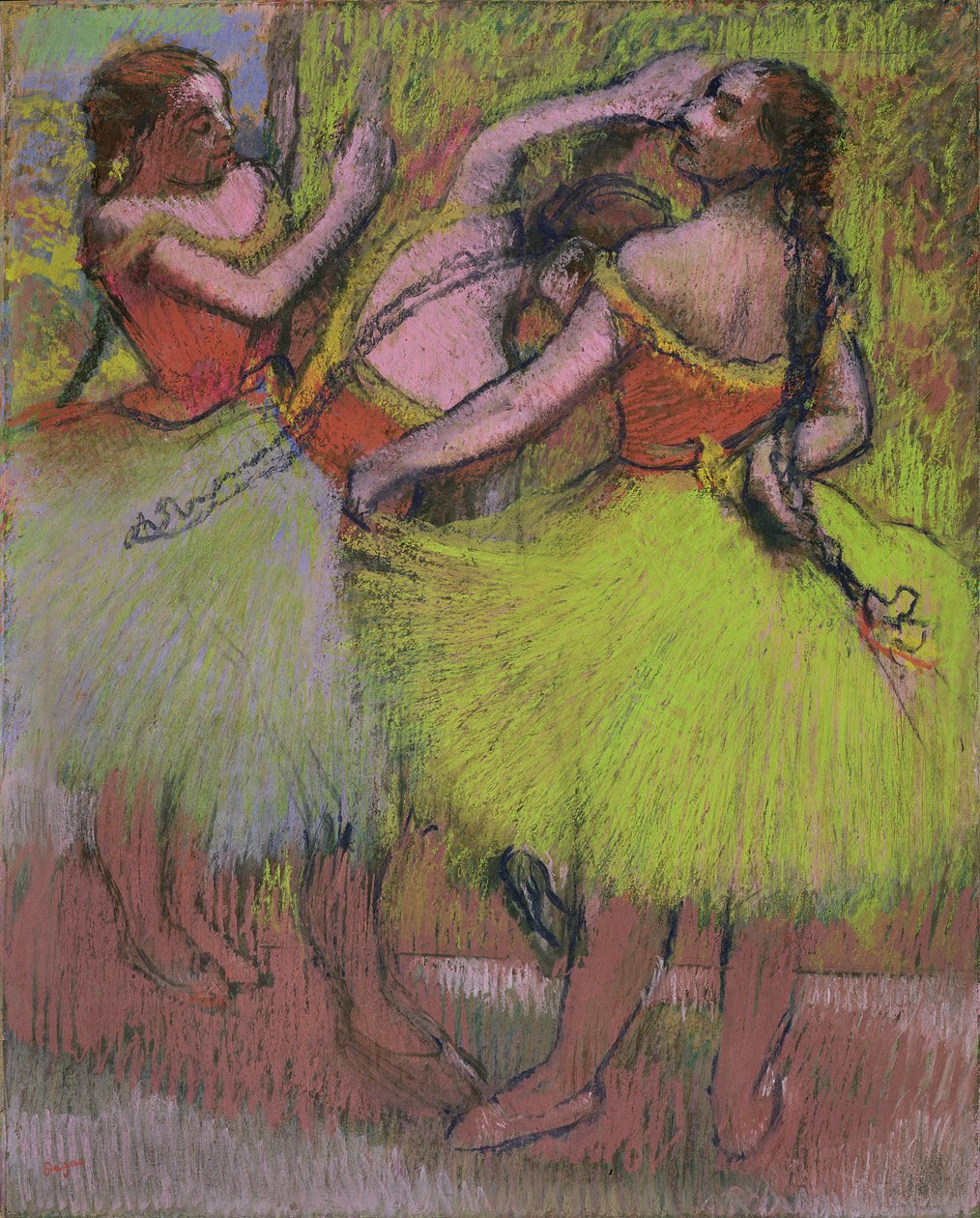 Tanečníci s vlasy v copáncích od Edgar Degas