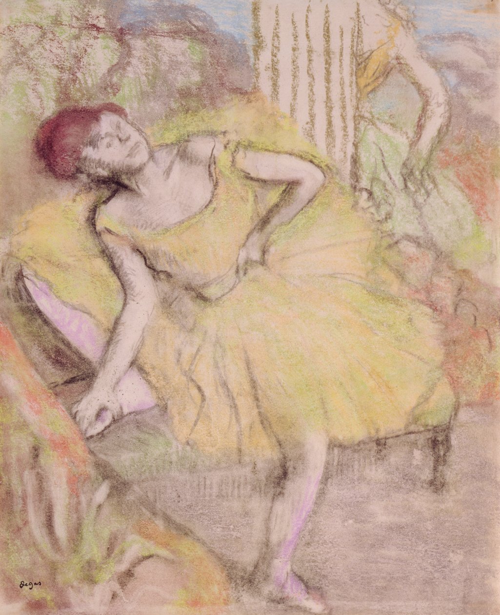 Odpočívající tanečnice, kolem 1897-1900 (pastel a kontraproof na papíře) od Edgar Degas