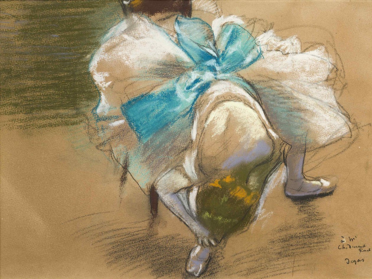 Danseuse rattachant syn chausson, 1887. od Edgar Degas