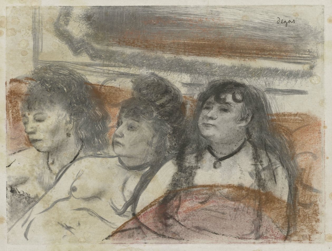 Tři ženy v nevěstinci Trois filles asistuje od Edgar Degas