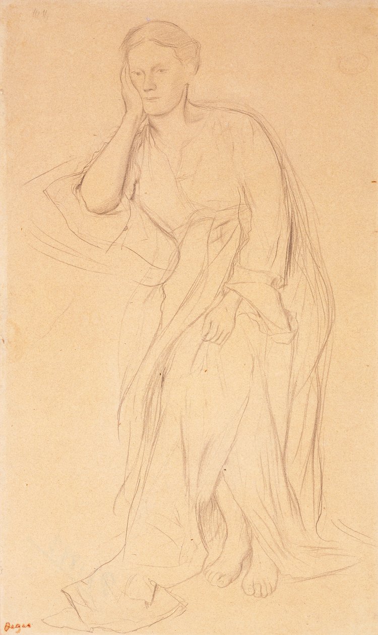 Eugenie Fiocre, studium pro Mlle Fiocre v baletu The Source, kolem roku 1867 od Edgar Degas