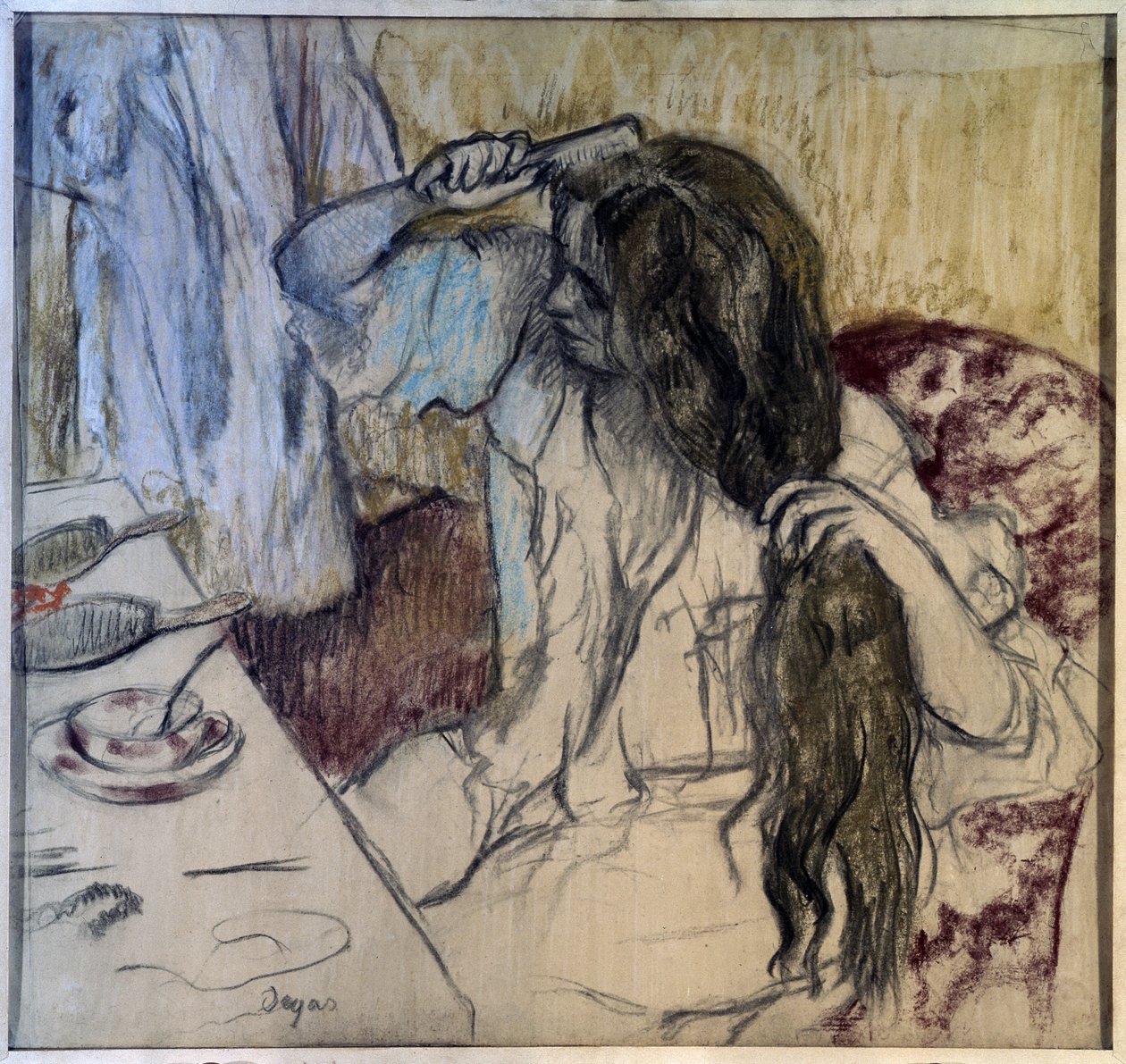 Žena má svůj záchod. Kresba Edgara Degase (1834-1917) od Edgar Degas