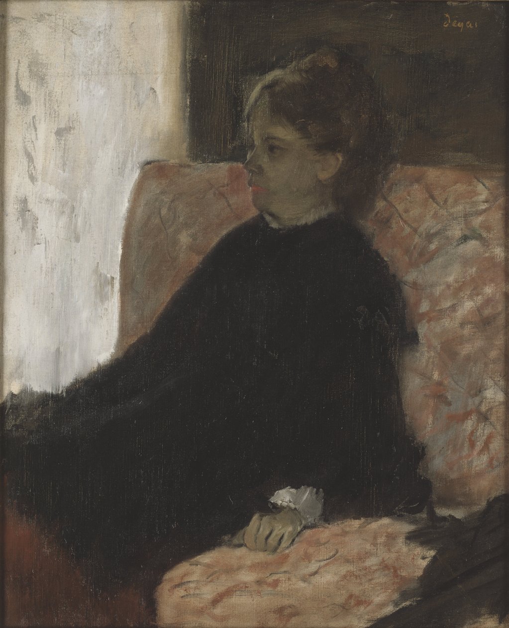Femme en noir - Dáma v černém, Degas, Edgar (1834-1917). Olej na plátně. Rozměr: 60 x 51 cm. Národní muzeum Stockholm od Edgar Degas
